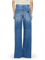 Jeans largo spacchi blu