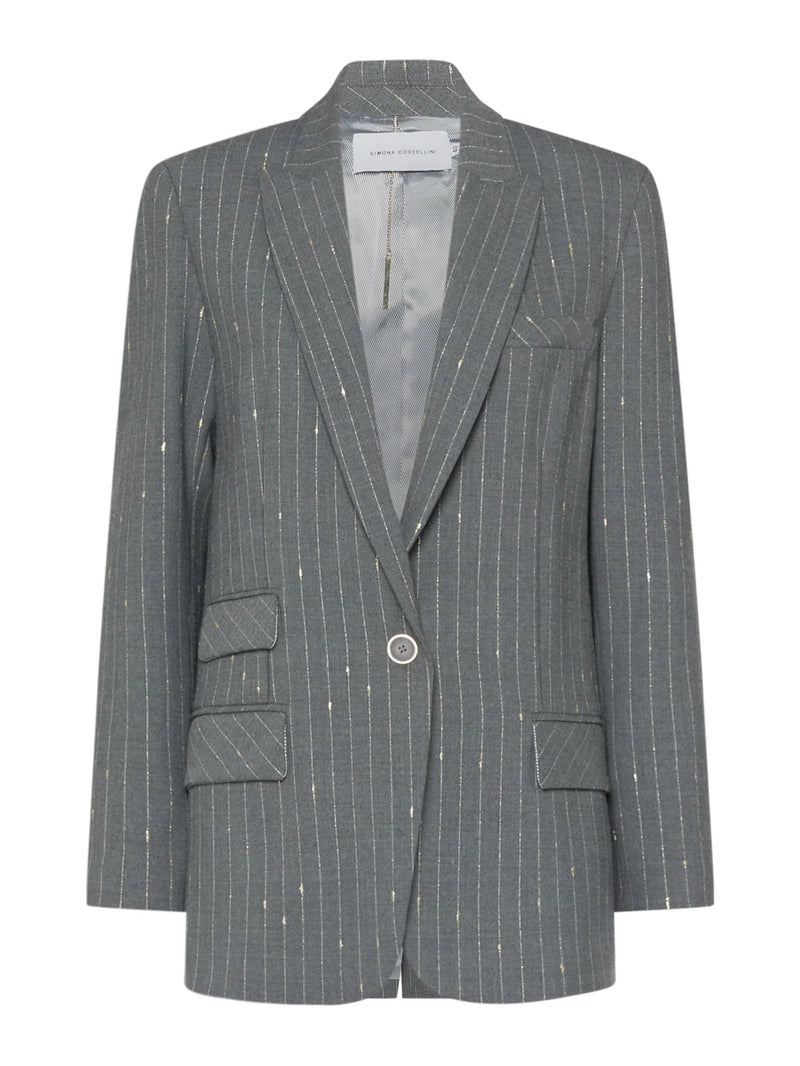 Blazer dritto in gessato lurex