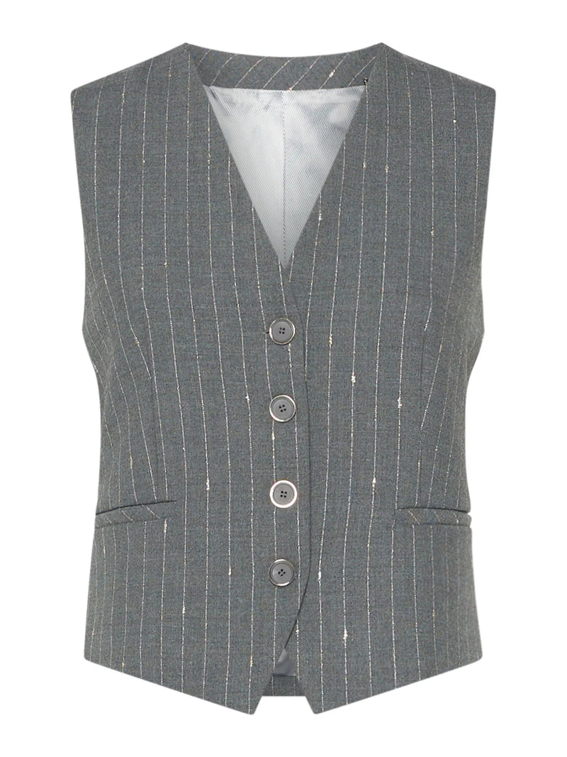 Gilet gessato in lurex