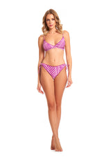 Bikini triangolo lurex foglie rosa