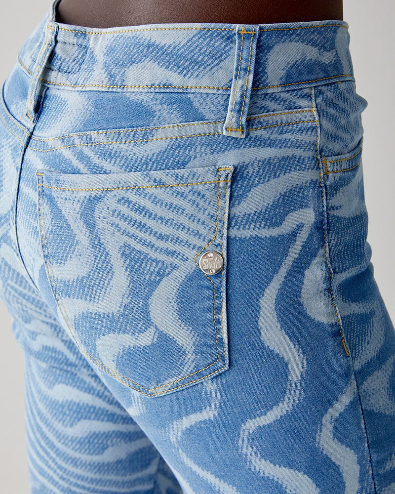 Jeans Lola Marble Print Silk Denim Capri