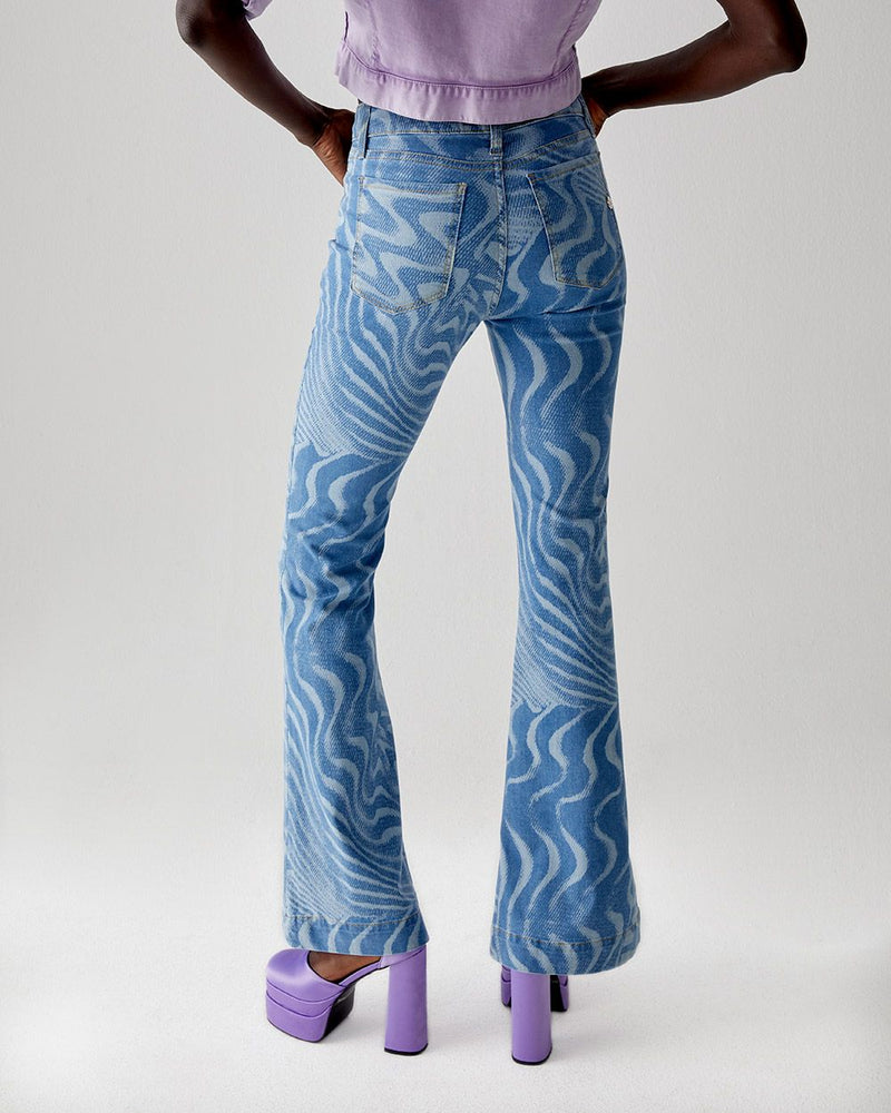 Jeans Lola Marble Print Silk Denim Capri