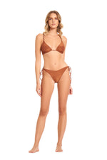 Bikini triangolo lurex treccia bronzo