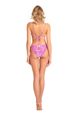 Bikini triangolo lurex foglie rosa